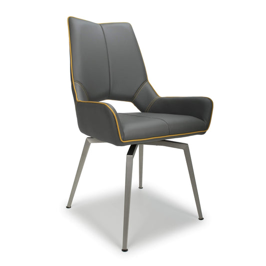 Mako Swivel chair Leather Effect Graphite