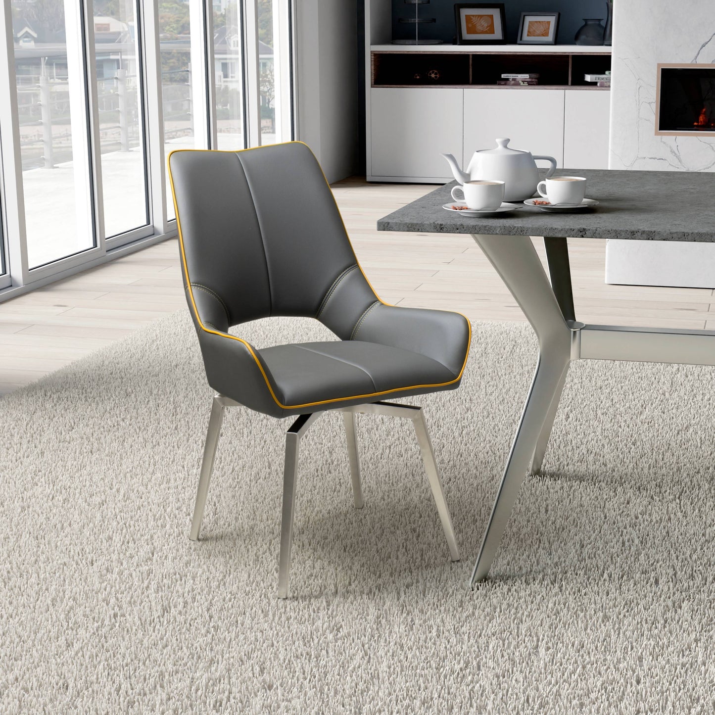 Mako Swivel chair Leather Effect Graphite