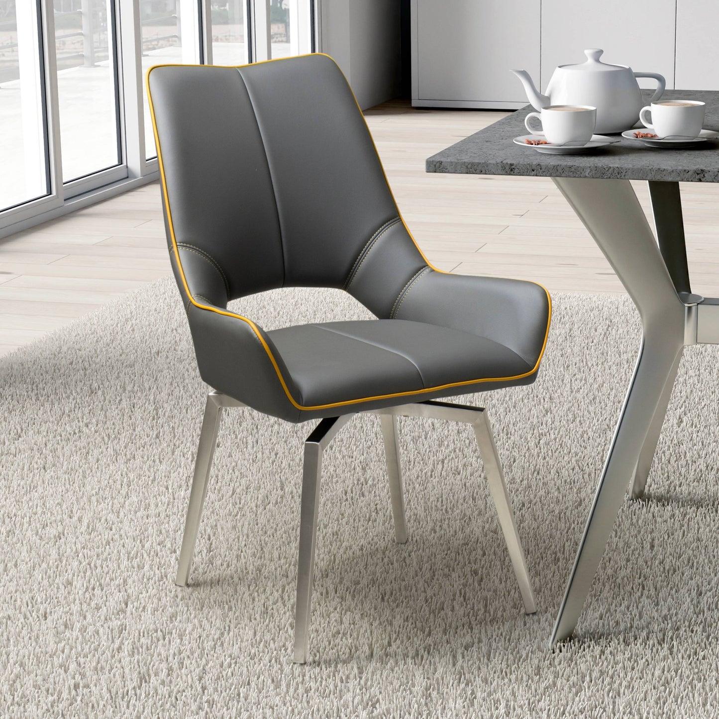 Mako Swivel chair Leather Effect Graphite