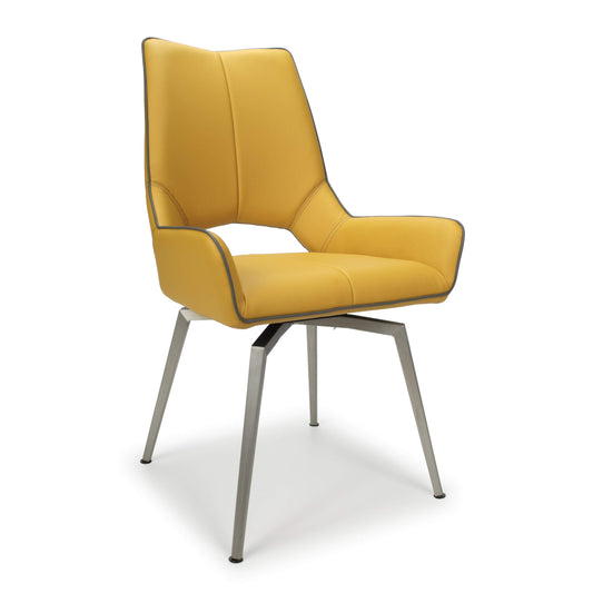 Mako Swivel chair Leather Effect Yellow