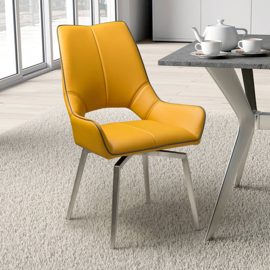 Mako Swivel chair Leather Effect Yellow