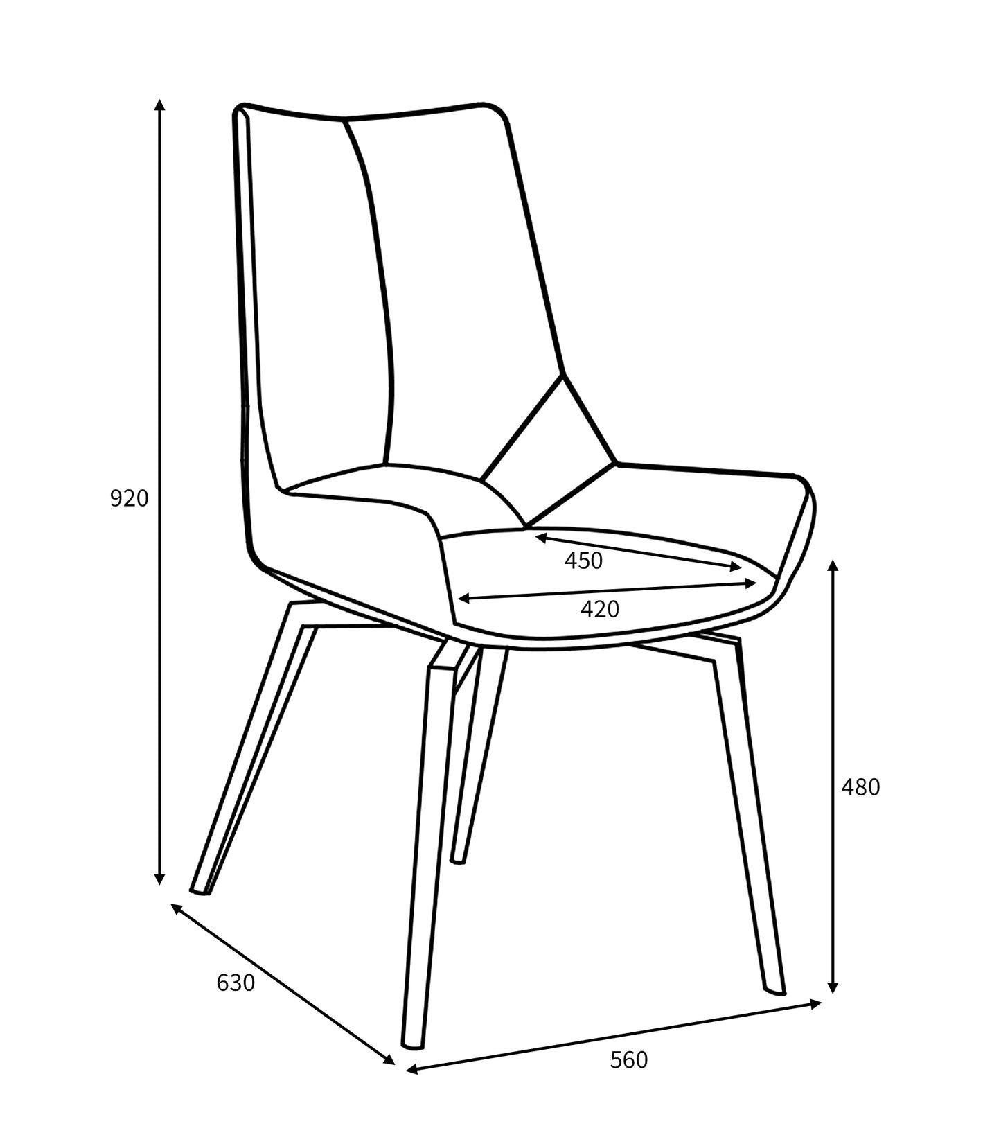 Mako Swivel chair Leather Effect Graphite