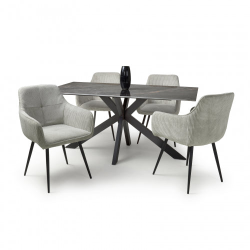 Tokyo 1.6m Grey & 4 Denver Chairs (choice of colour)